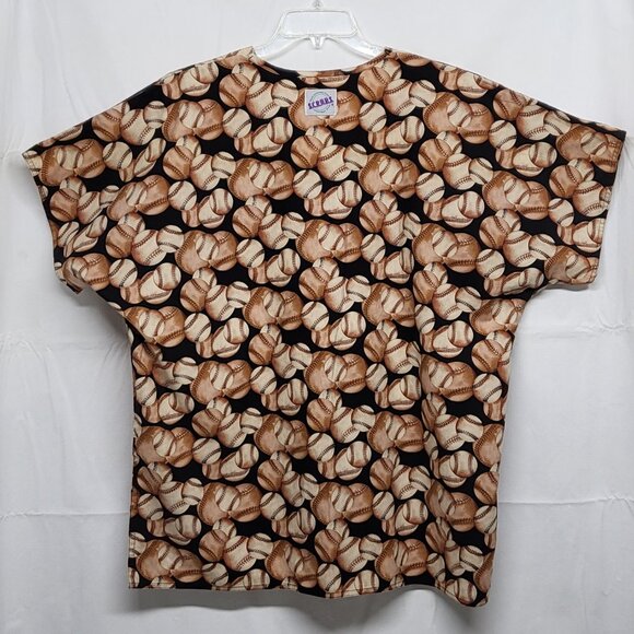 Vintage SCRUBS Medical Top Baseball Print Short Sleeve Relaxed Fit Cotton - Picture 6 of 11